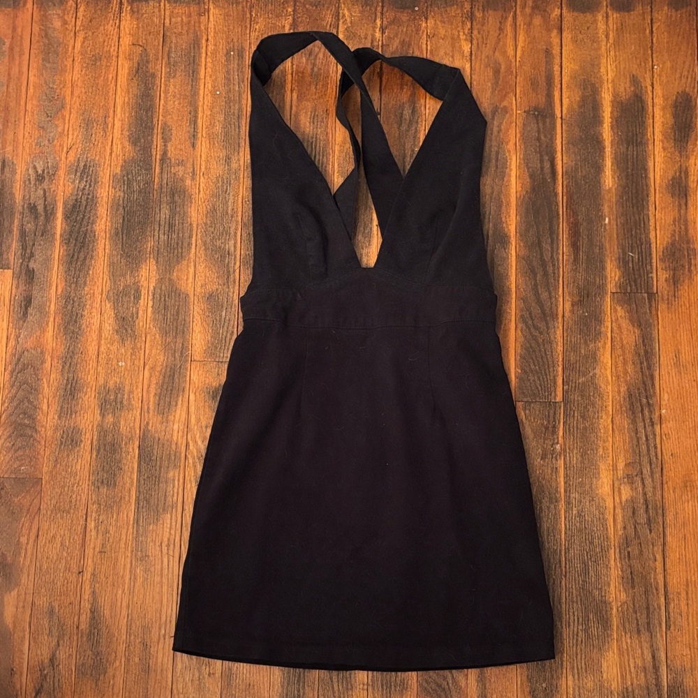 Forever 21 Black Felt Backless Dress